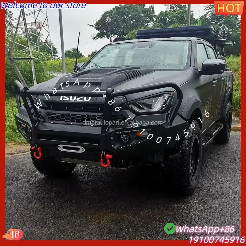 CE Certificate 4wd Overland Heavy Steel Front Bull bar Offroad Winch Bumper with 13500 Lbs Winches for Dmax