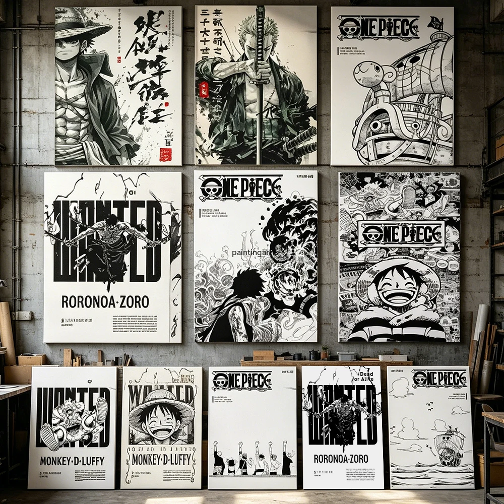 One Piece Anime Poster Luffy Zoro The Oda Wanted Leinwanddruck Anime Wandkunst Heimdekoration Spiel Wohnzimmer Kinderzimmer Manga Geschenk
