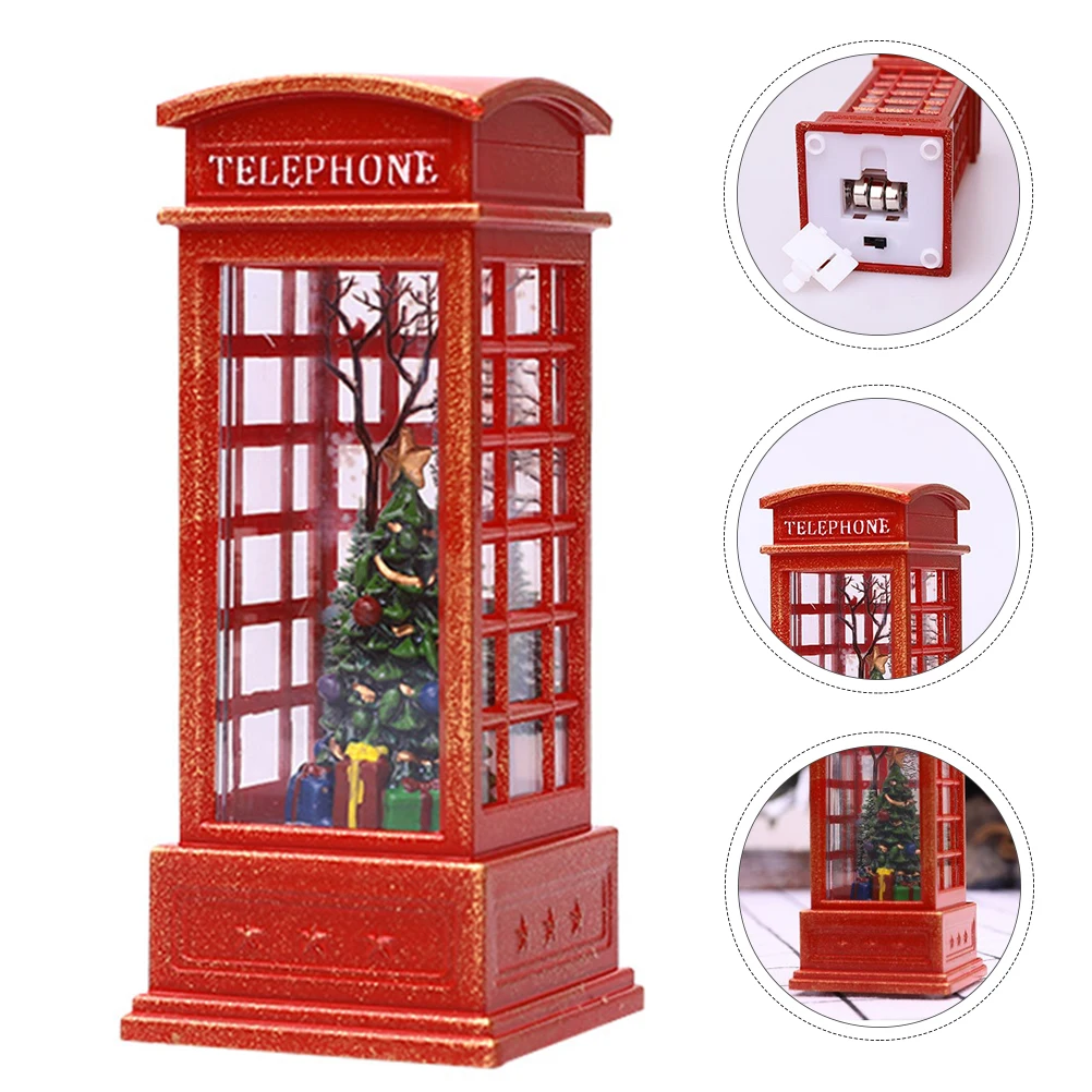 

Vintage Telephone Booth Flame Lamp Props LED Light Decor Christmas Style Home Table Night Lamp Safe Materials Festive Atmosphere