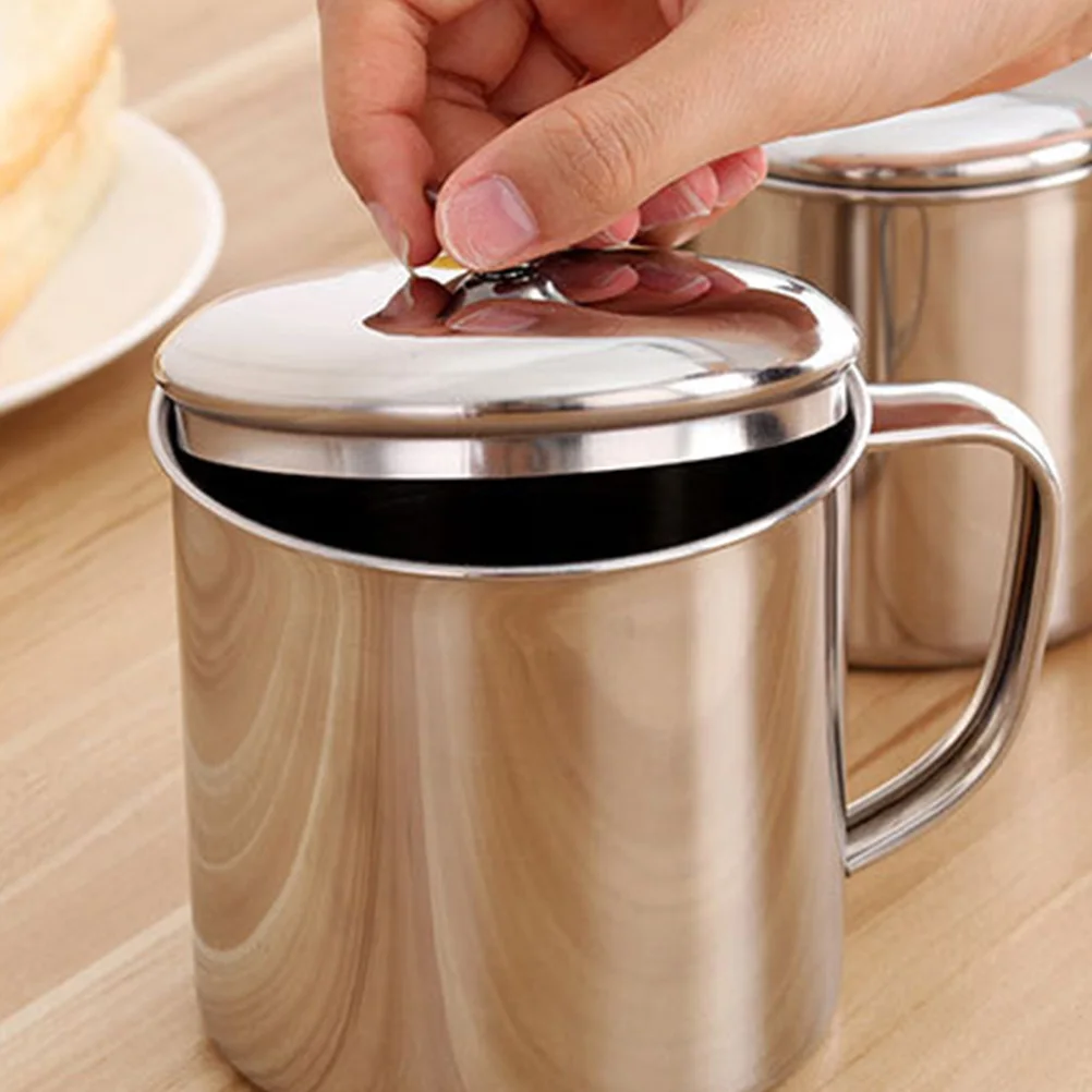 

1pc Stainless Steel Water Cup with Lid Ergonomic Handle for Coffee Tea Milk Beverages Long Lasting Use Gift Idea