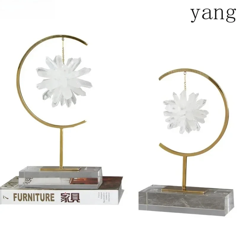 Natural Crystal Flowers Statue Metal Crafts Desk Decoration Creative Crystal Base Flower Ornaments Room Aesthetics Furnishings