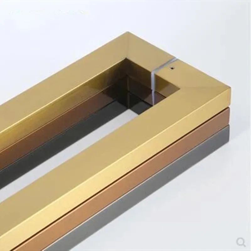 Glass door handle Stainless steel square tube extra thick single bend Sliding door handle electroplating(XYLS-018)