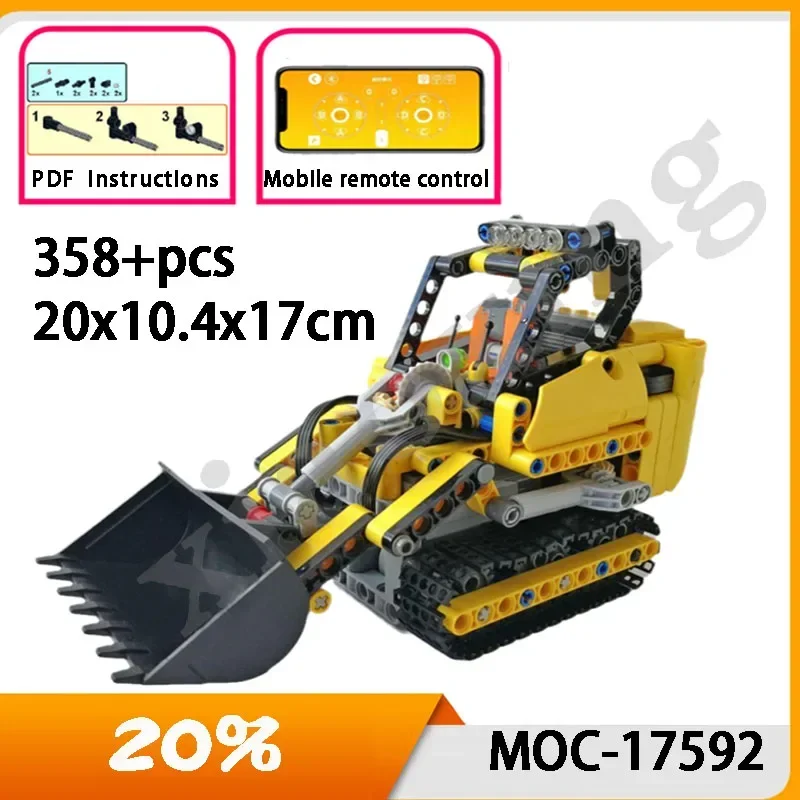 New MOC-17592 Small Crawler Forklift Electric Remote Control Adult Splicing Block Toy Children Puzzle Birthday Christmas Gift.