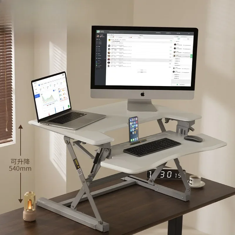 Elevating Desk Standing Upright Adjustable Workbench Office Desktop Computer Foldable Elevated Sitting Station Lifting 컴퓨터 책상