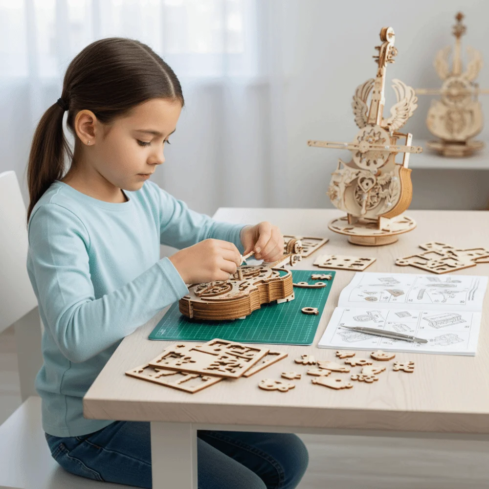 

For Graffitiable 3D Puzzle DIY Design Wooden Material DIY Assembly Instrument Building Music Box For Adults