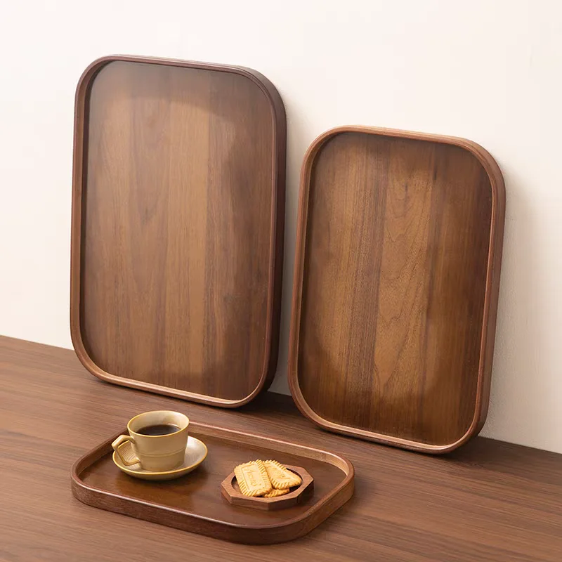 Decorative Serving Tray for Coffee Table and Home Decor Fruit Platter Round Wood Tray Serving Ware Food Dish Serving Platters