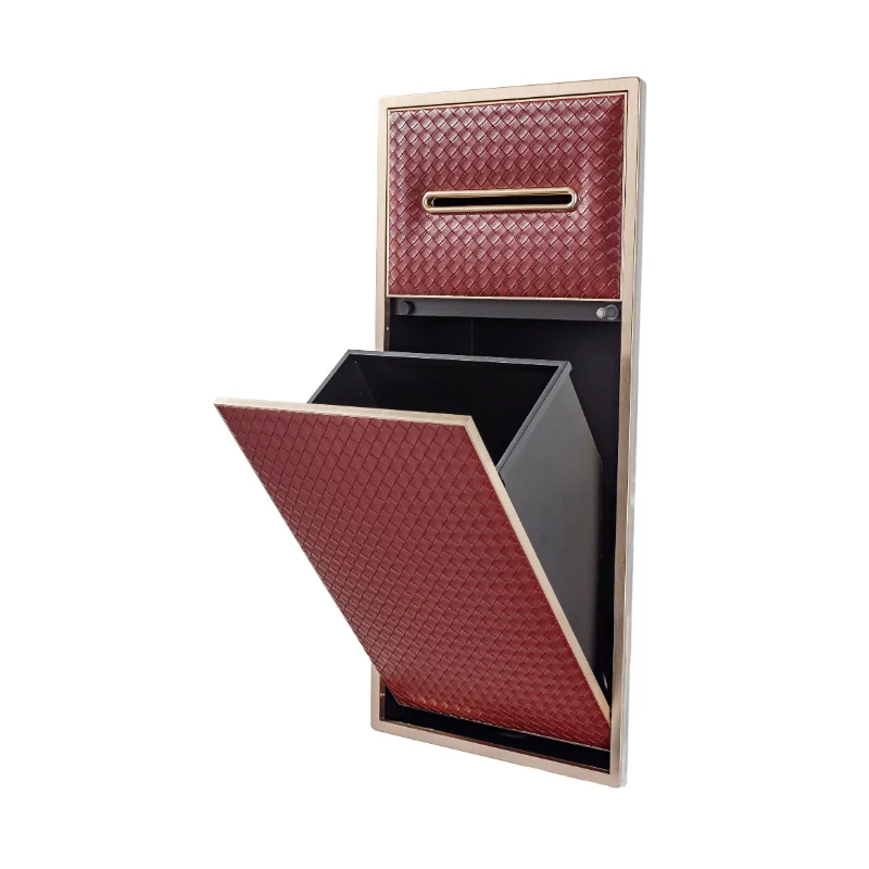 Luxury Bathroom Niche Diamond Leather Embedded Trash Can Tissue Box Embedded Stainless Steel Storage Trash Can