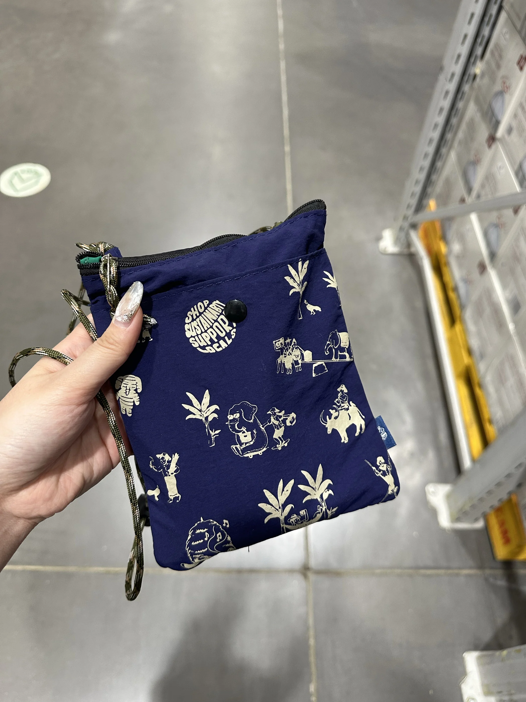 Tas Selempang Ponsel Motif Etnik Ringan, Kantong Penyimpanan untuk Jalan-Jalan, Cam Outing, Bahan Katun Awet