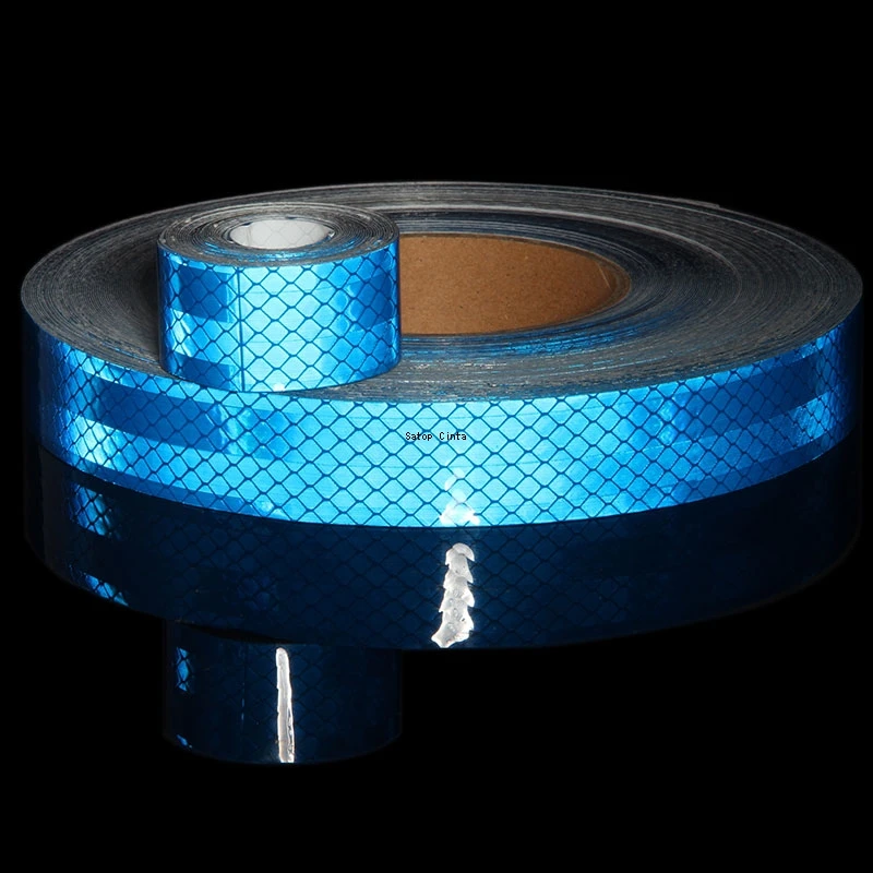 Blue Reflective Car Stickers Micro Diamond Grade Self-Adhesive Tape 2.5cm*5m Waterproof Bicycle Reflectors Strips For Motorcycle