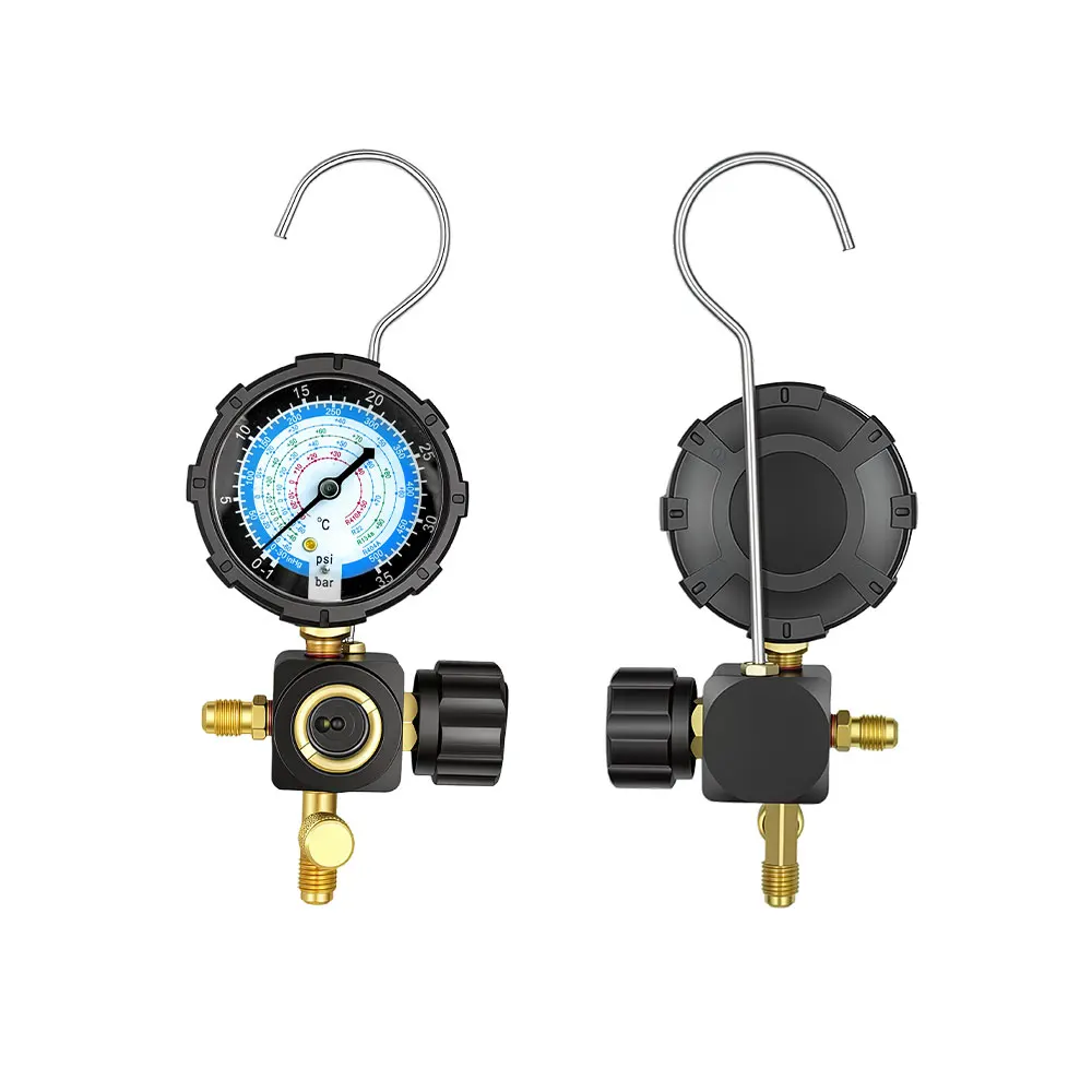 NEUES Einzel-Manometer, Klimaanlagen-Manometer mit klarer Skala, passend für Kältemittel R410A R22 R134A R404A – Detail 19