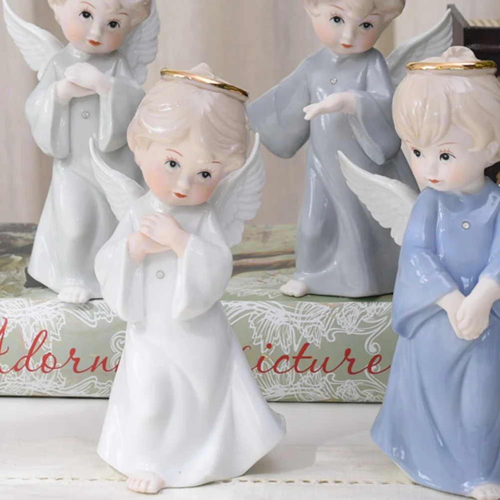 

Exquisite Ceramic Angel Decoration Stylish Figure for Desk Bookshelf Display Modern Home Office Interior Adornment Accessory