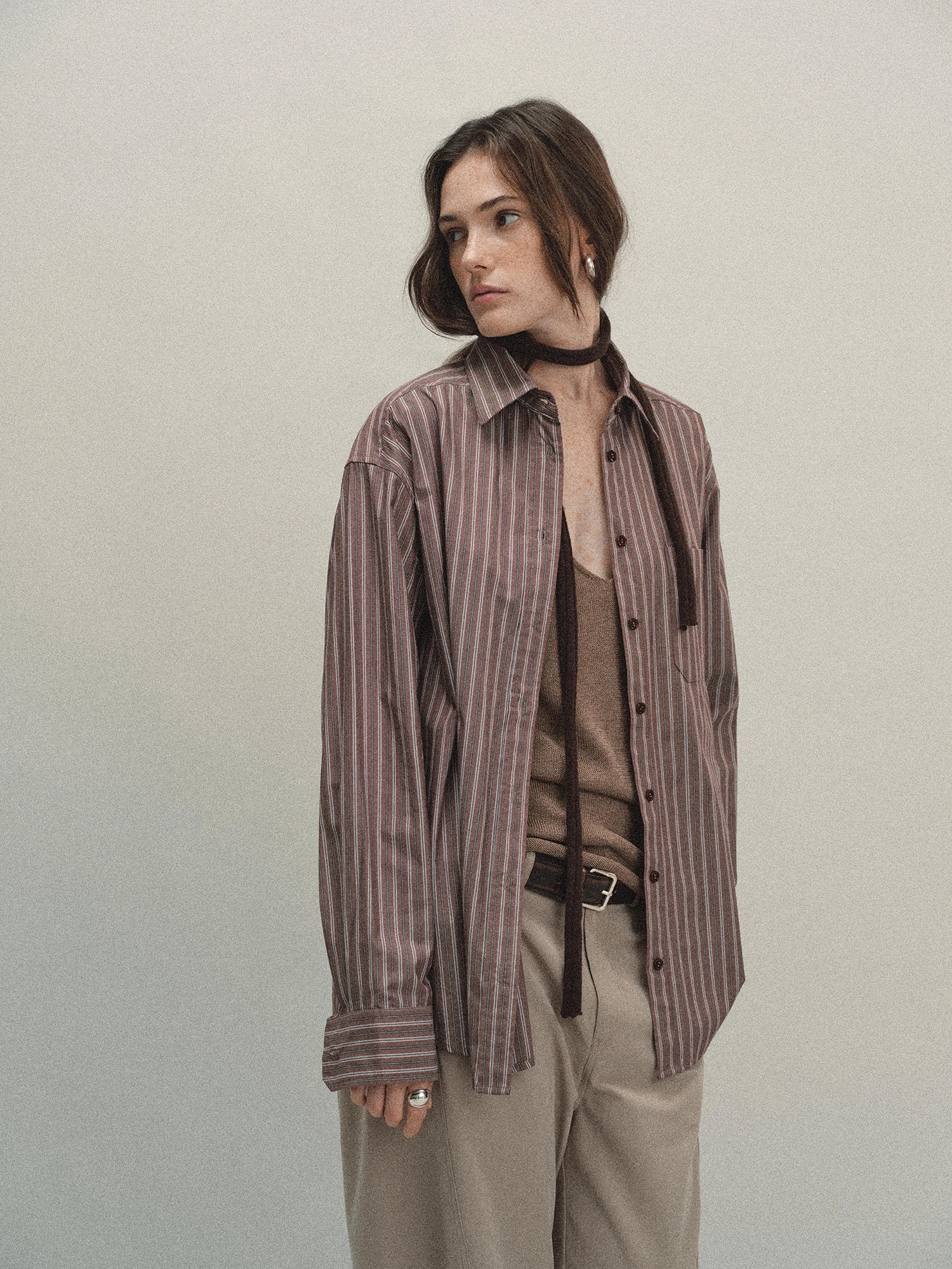 

Tonō Lazy Retro Striped Long Sleeve Shirt Versatile Cotton Loose Fit Casual Wear Everyday Comfortable Open Cardigan Style