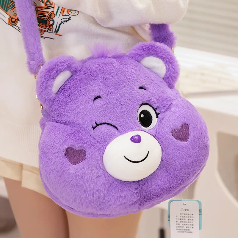 Miniso anime dos desenhos animados carebears amor urso mochila dos desenhos animados arco-íris urso mochila boneca armazenamento saco de pelúcia presente aniversário