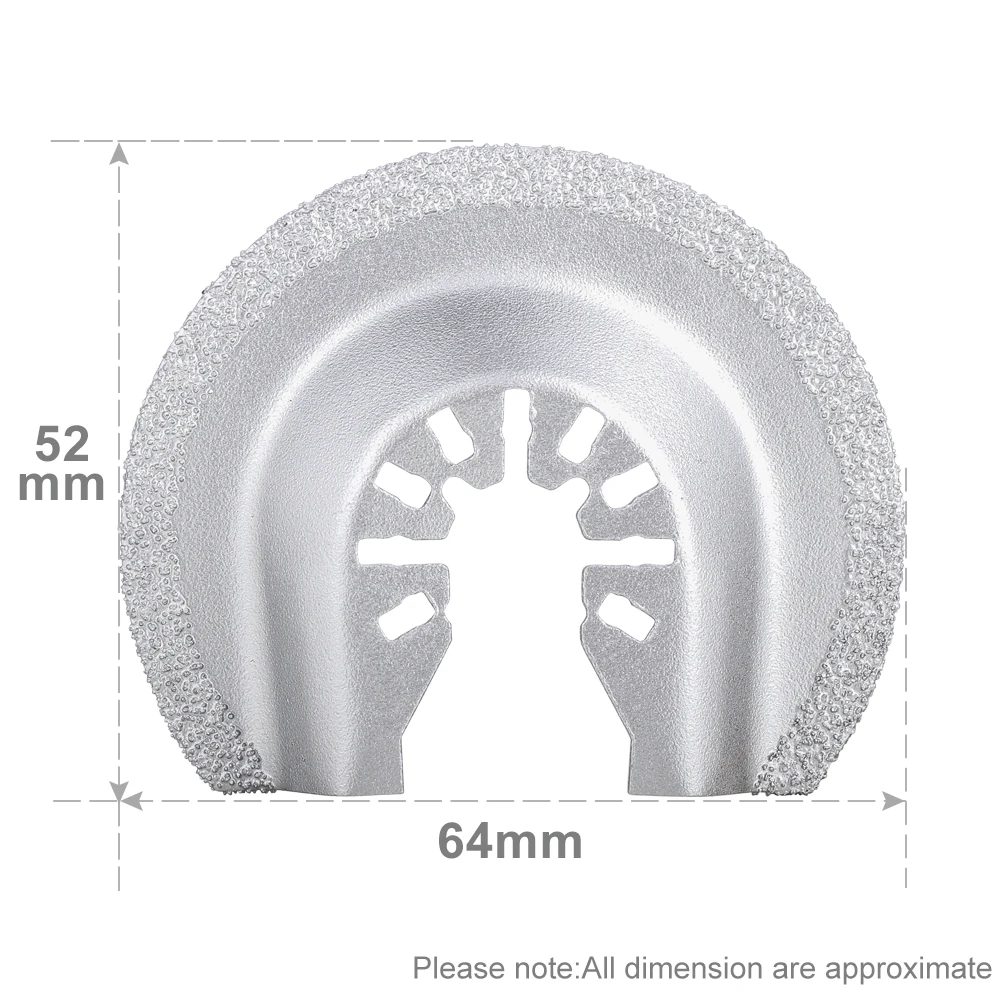 XCAN 1/2pcs 64mm Diamond Oscillating Saw Blades Semi-circular for Quick Change Multi-Tools Tile Porous Concrete Cement Cutting