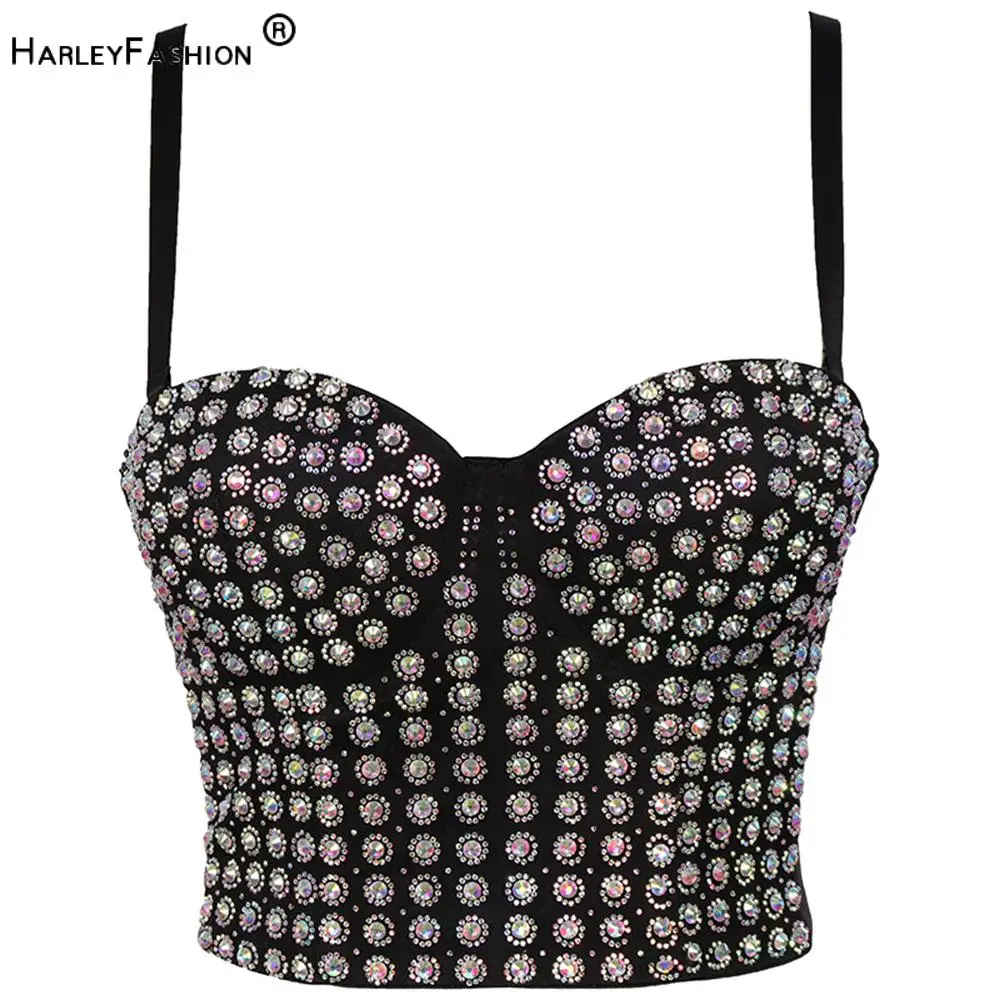 Hot Sale French Style Sexy Design Corset Rivet Solid Outwear Crop Tops for Women Party Camis