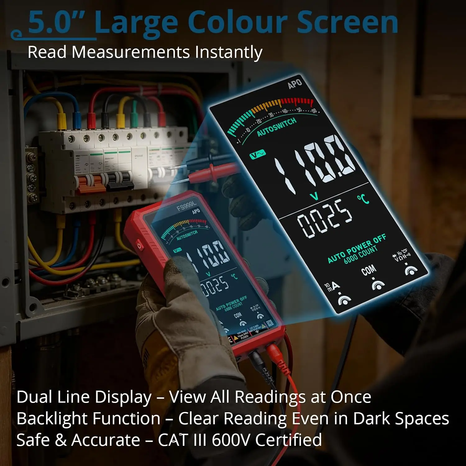 Digital Multimeter,6000 Count True RMS Smart Rechargeable Meter