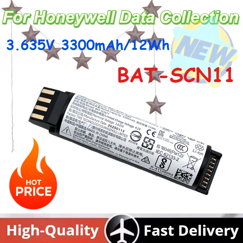 

3.635V 3300mAh/12Wh BAT-SCN11 Rechargeable Lithium-ion Battery Pack for Honeywell Data Collection Batteries