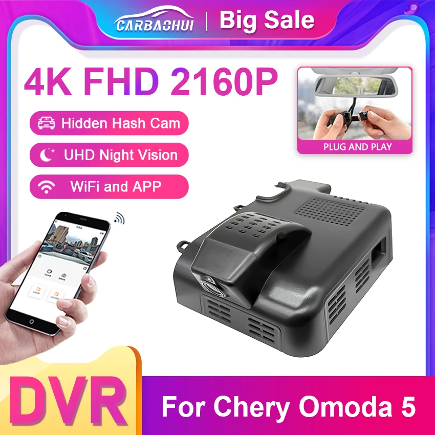 4K Plug and Play Car DVR Wifi Dash Camera For Chery Omoda 5 C5 E5 2024 2025,Original Styles Video Recorder With APP Control