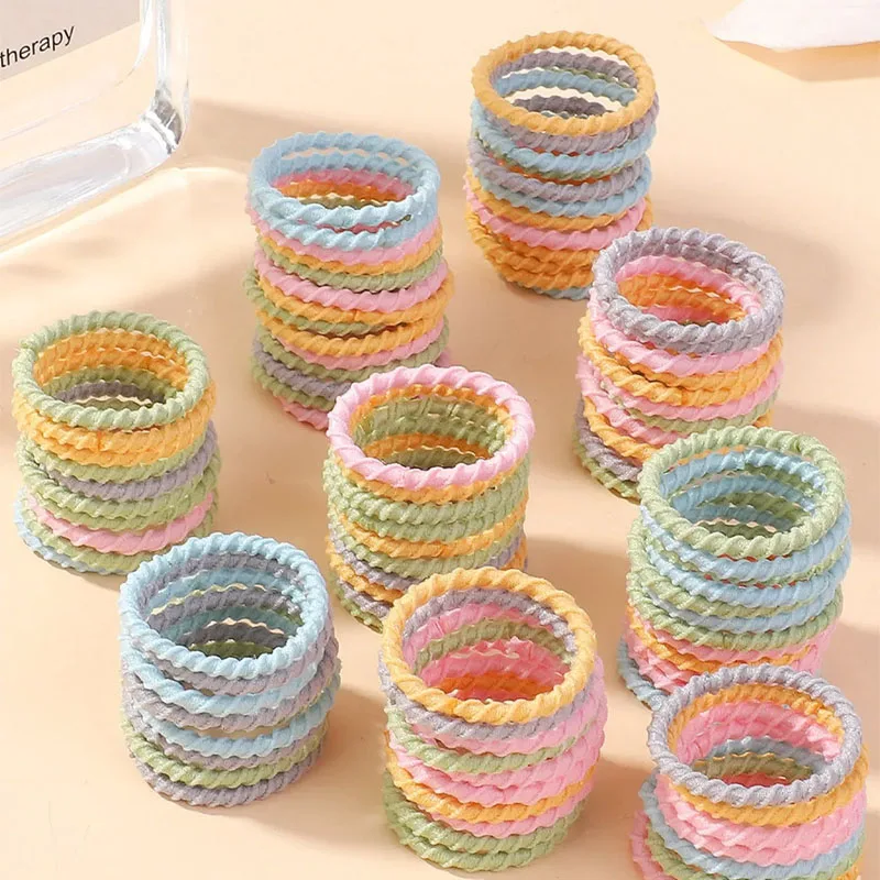 50pcs Baby 2cm Colorful Rubber Band Does Not Hurt The Hair Small Thumb Ring High Elastic Thread Toddler Kids Scrunchies Set