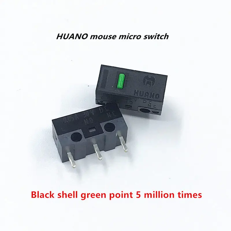 5Pcs/lot HUANO mouse micro switch button white yellow blue pink green dot blue shell white dot General 3-pin switch