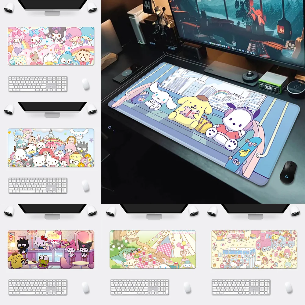 HelloKitty My Melody Kuromi Mousepad HD Printing Computer Gamers Locking Edge Non-slip Mouse Pad XXL90x40cm Keyboard PC Desk Pad