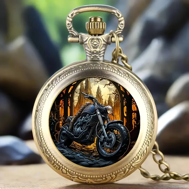 Multiple classic motorcycle pocket watches with exquisite designs, birthday gifts, fashionable accessories, and trends