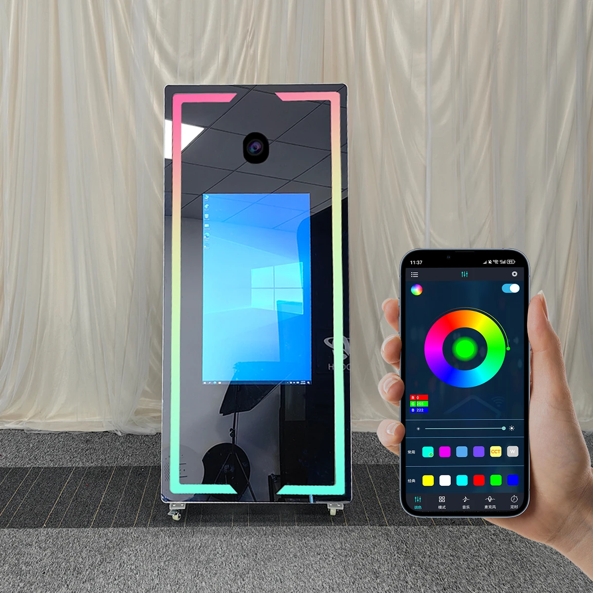 

ZJW high-quality hot selling customized products Mini PC Photo Booth Machine With DSLR Mirror Touch Screen Sale Magic Mirror Ph