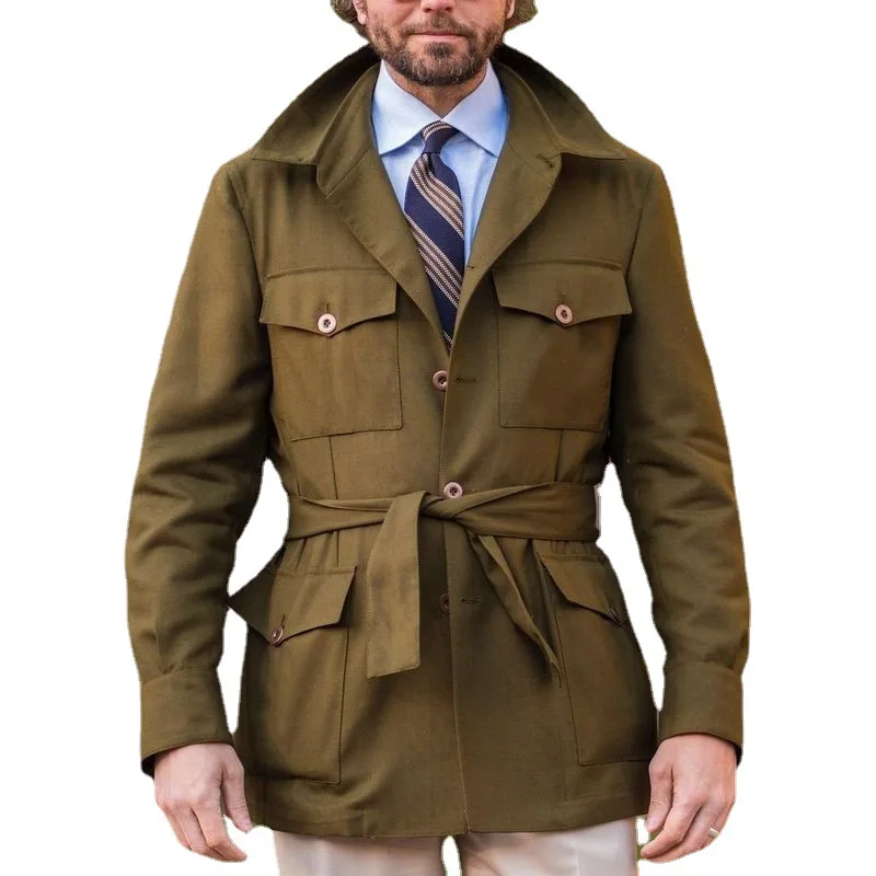 Lente- en herfstkleding voor heren, halflange slim-fit dunne grote maten trenchcoat, vrijetijdsjas voor heren