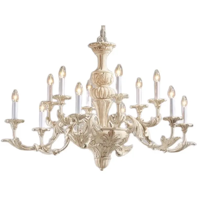 American retro woodwork carving chandelier American designer hotel villa living room light staircase light
