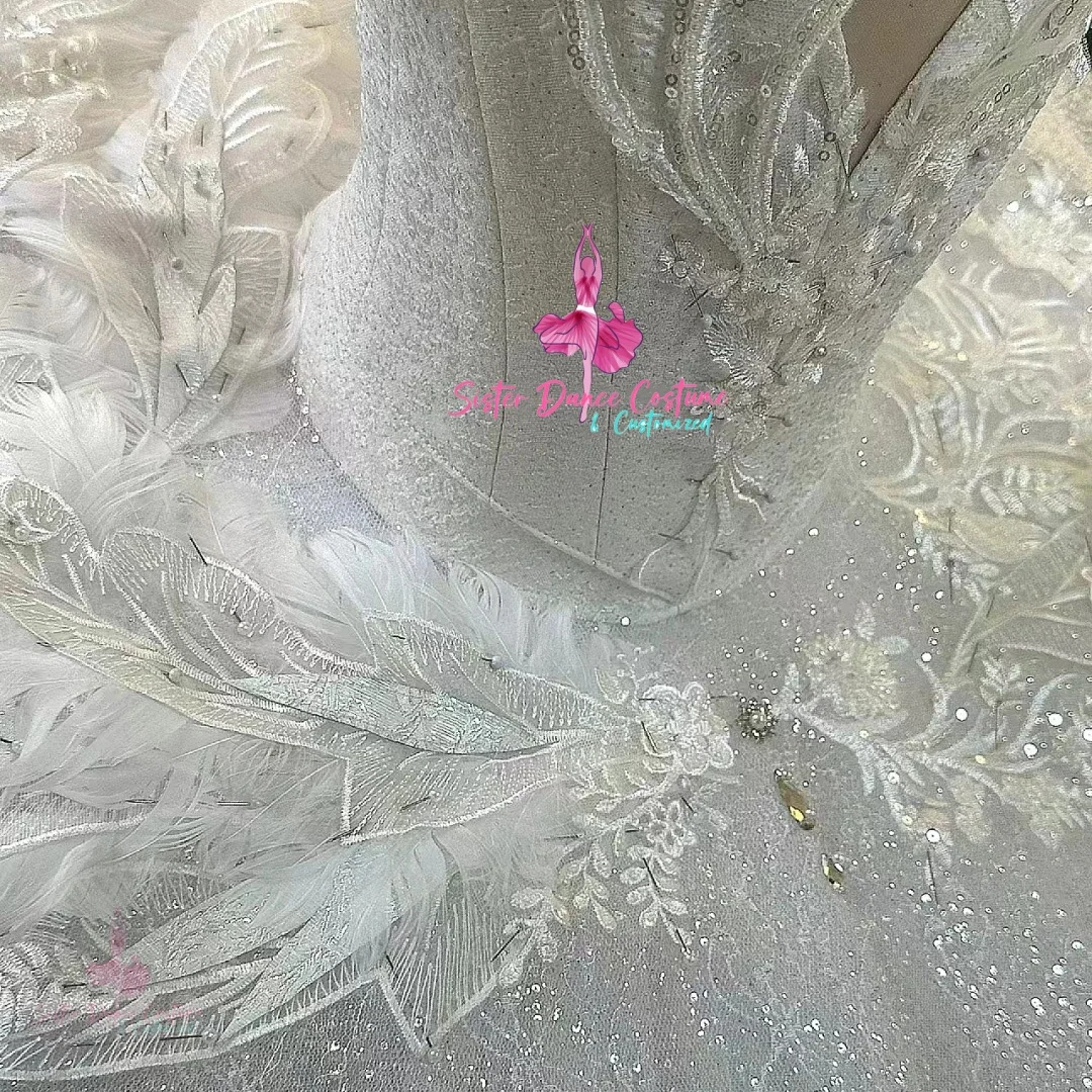 High-end private custom white Swan classical ballet tutu plate dress competition dress women's costume