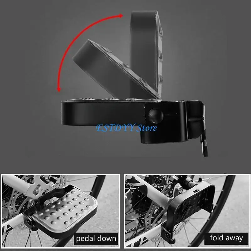 G6DE 2Pcs Bike Rear Pedals, Mini Footrests Non-Slip Folding Bike Pegs for Folding Mountain Bike, Foldable