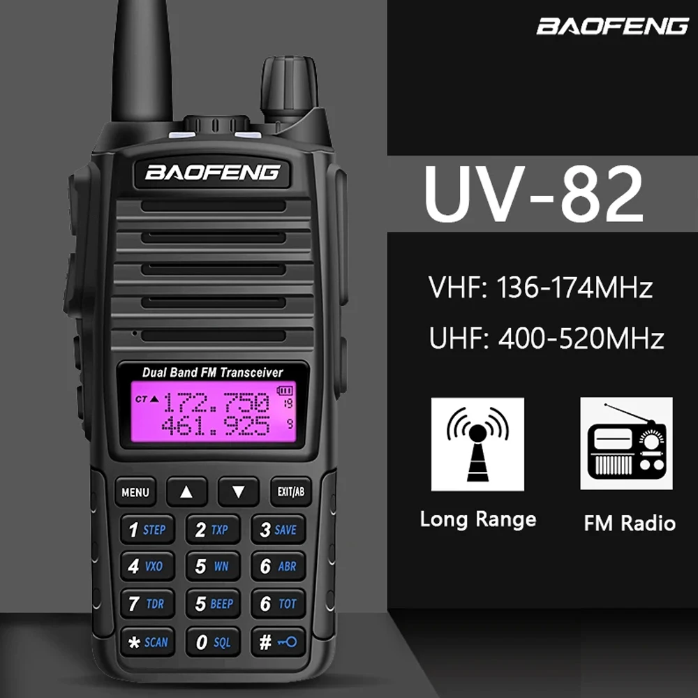 Baofeng Uv 82 Walkie Talkie Real 5W 8W Ham Radio Comunicador Dual Ptt Long Range 2-way Draagbare Fm Amateur Radiostation