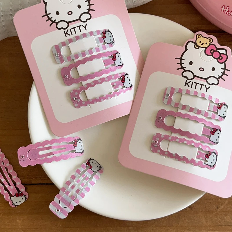 Sanrio Hello Kitty Hair Clip para Mulheres e Meninas, Sweet Hairpins, Cartoon BB Clip, Moda Kawaii, Presente Bonito, Y2K, 2 Pcs, 3Pcs