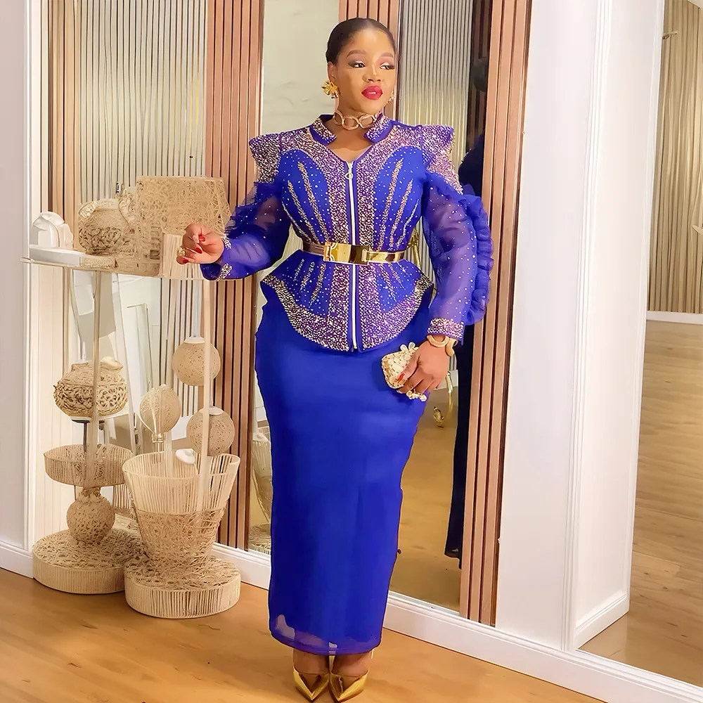 

African Party Dresses for Women Plus Size Dashiki Ankara Wedding Gown Outfits 2 Pieces Set Tops and Skirts Suits 2025 New Robes