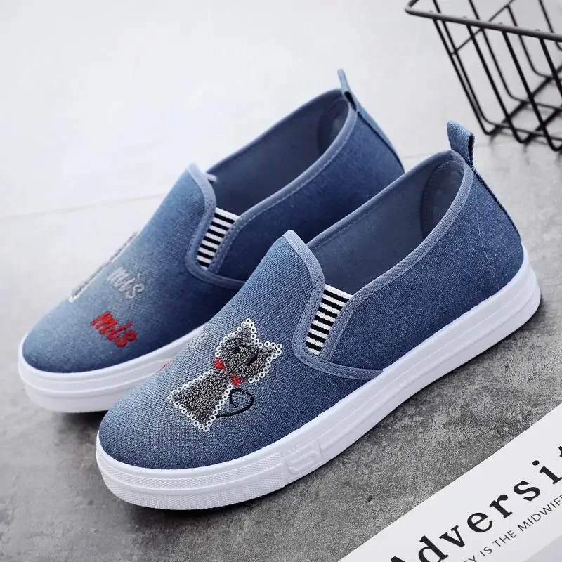 Women Cloth Shoes 2024 Spring New Casual Casual Soft Soled Denim Fashion Canvas Thick Soled Non Slip Student Casual Shoes