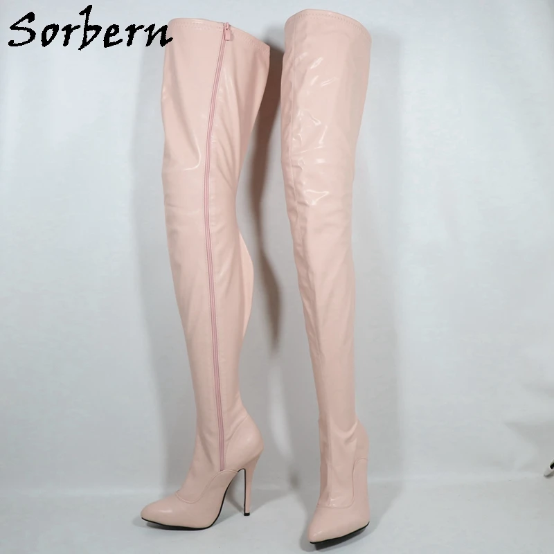 Sorbern Retro Burlesque High Heel Super Long Boots Women 85Cm Back Crotch Thigh High 95cm Front Round Toe Custom Stilettos Shoes