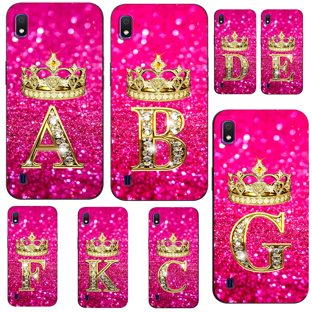 For Samsung A10 Case Phone Cover On Samsung Galaxy A10 GalaxyA10 A 10 SM-A105F A105 A105F black tpu case letter Diamond Crown