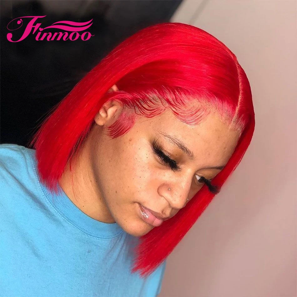 Garnet Red Bob Wig Lace Front Human Hair Wigs For Women Cherry Transparent Lace Frontal Wig Brazilian Hair Wigs Preplucked