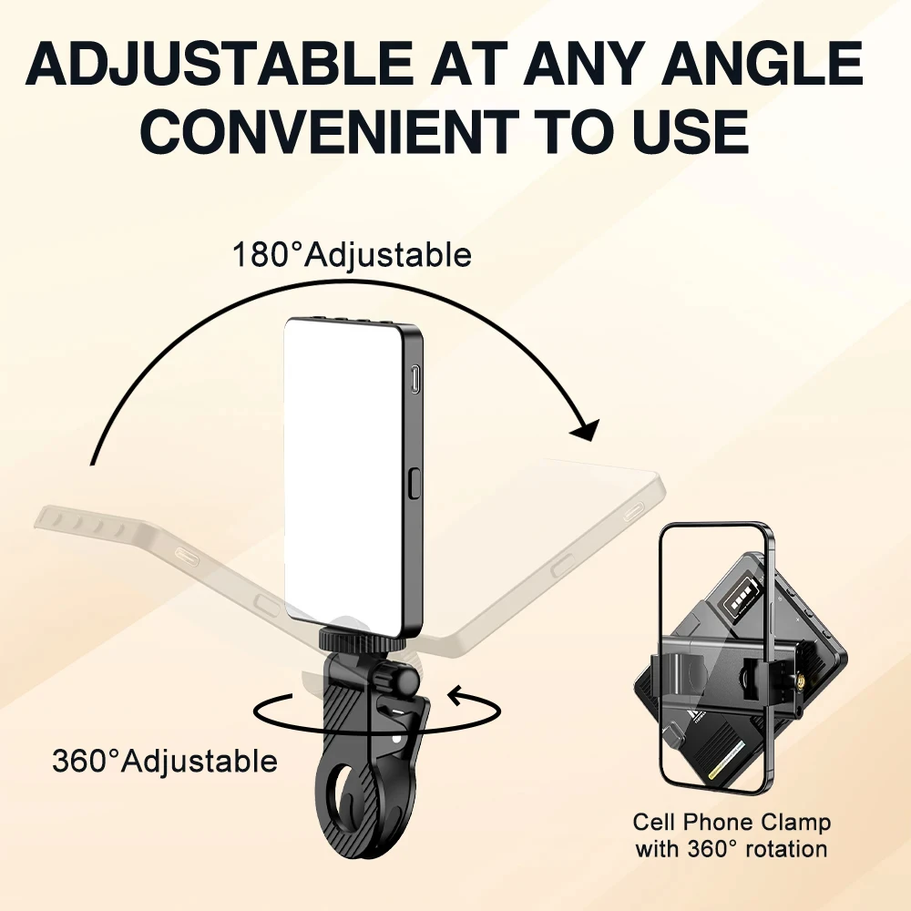 Smartphone portátil Selfie Fill Light, videoconferência, transmissão ao vivo, luz LED, telefone inteligente, iPad, câmera portátil, 2500K-9000K