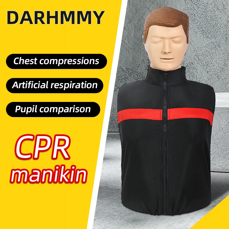 DARHMMY Adult Half Body CPR Manikin, Chest Compression and Artificial Respiration Simulator with Pupil Comparison