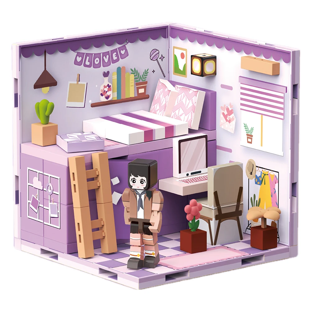 Brinquedo magnético sonhador diy casa quente tempo-creativo montado à mão-bloco de construção modelo villa, educação stem