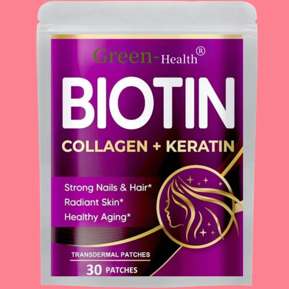 

BIOTIN Transdermal Patches with Collagen Nails & Hair, Radiant Skin, Healthy Aging -30 Patches One Month Supply