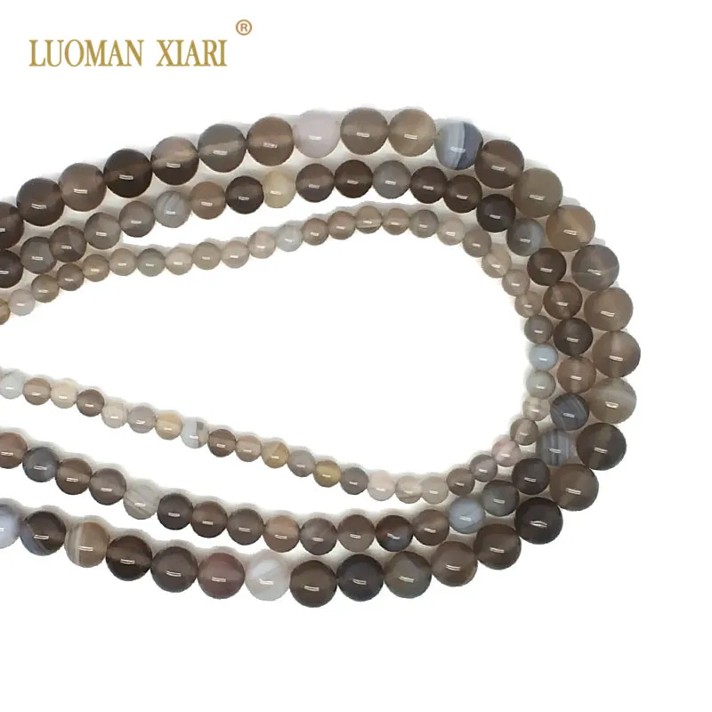 Wholesale Natural Stone Beads Gray Stripes Agates Beads For Jewelry Making Beadwork  DIY Bracelet Necklace 6/8/10 mm Strand 15''