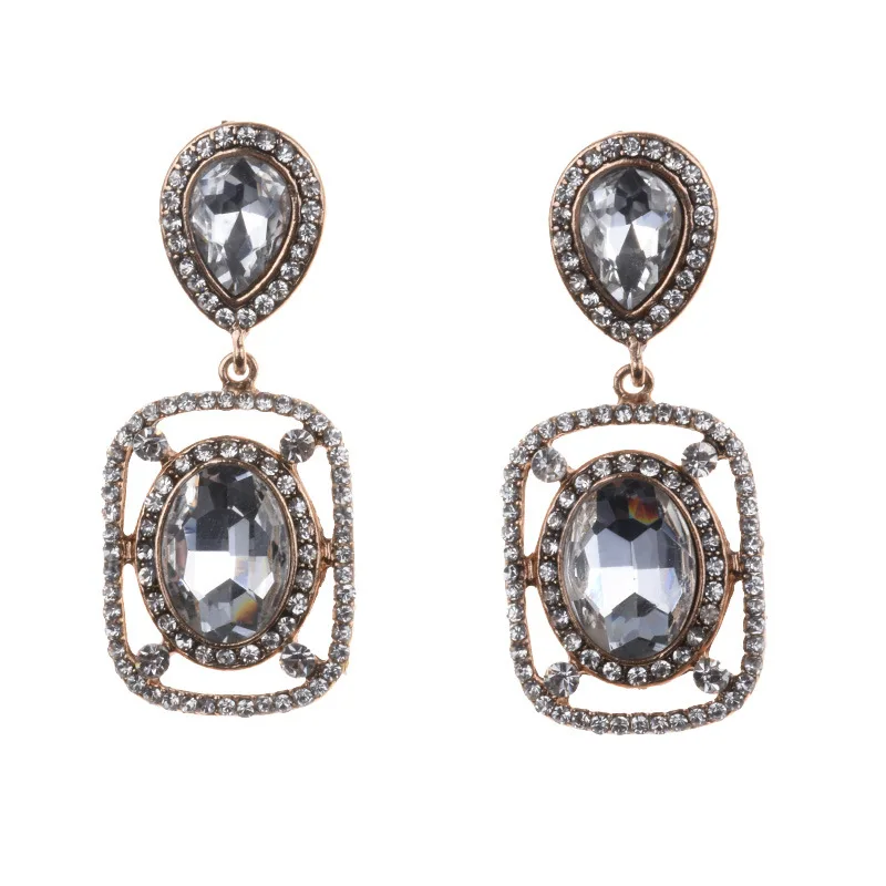 New foreign trade earrings, fashionable hipster diamond alloy earrings, cross-border accessories wholesale