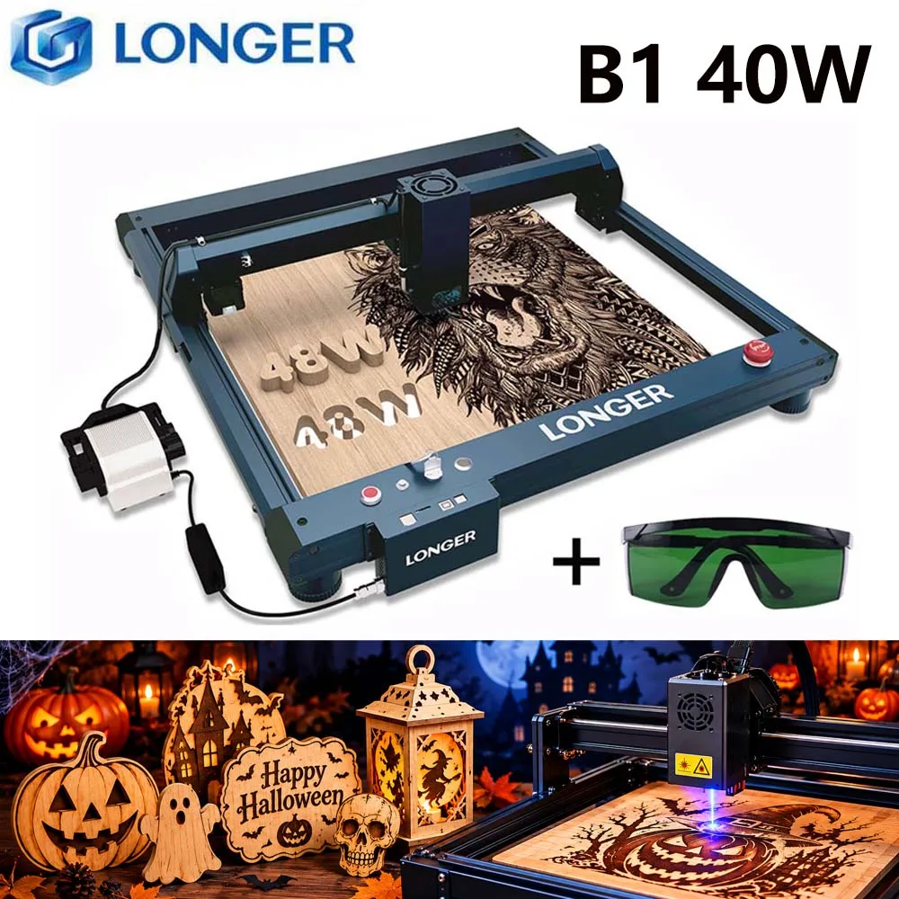 LONGER B1 40W Laser Engraver, 36,000mm/min High-Speed Diode Laser Cutter, 450×440mm Large Engraving Area, WiFi & App Control, USB/TF Offline Engraving Machine for Wood & Acrylic