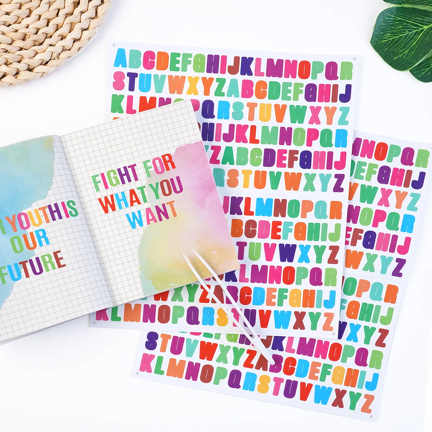 2 Blatt 26 Alphabet A-Z Planer Aufkleber Wasserdicht Bunte Kreative DIY PVC Buchstaben Aufkleber Für Kinder Tasse Laptop DIY Scrapbook – Detail 4