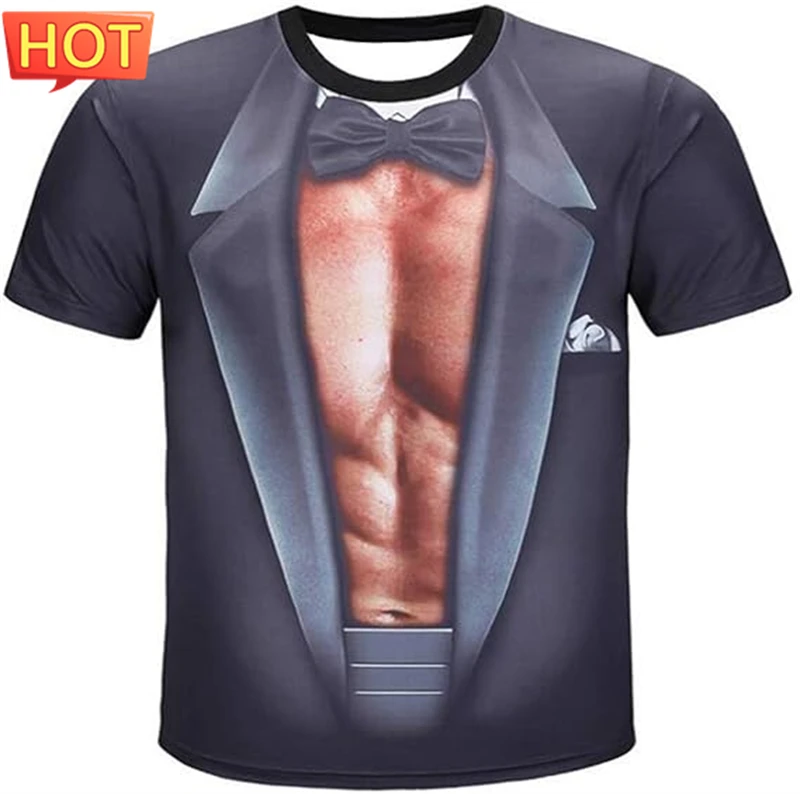 Muscle Body 3D Print T-Shirt Men Summer T Shirt Clothing Fashion Street Tees Flesh Pattern Oversized Male Short Sleeve Trendy image 6