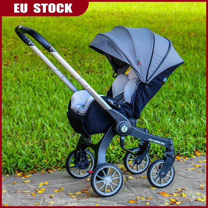 EU STOCK 4 in1 baby stroller Multifunctional newborn baby carriage Foldable Basket type seat Lightweight Travel Pram car seat