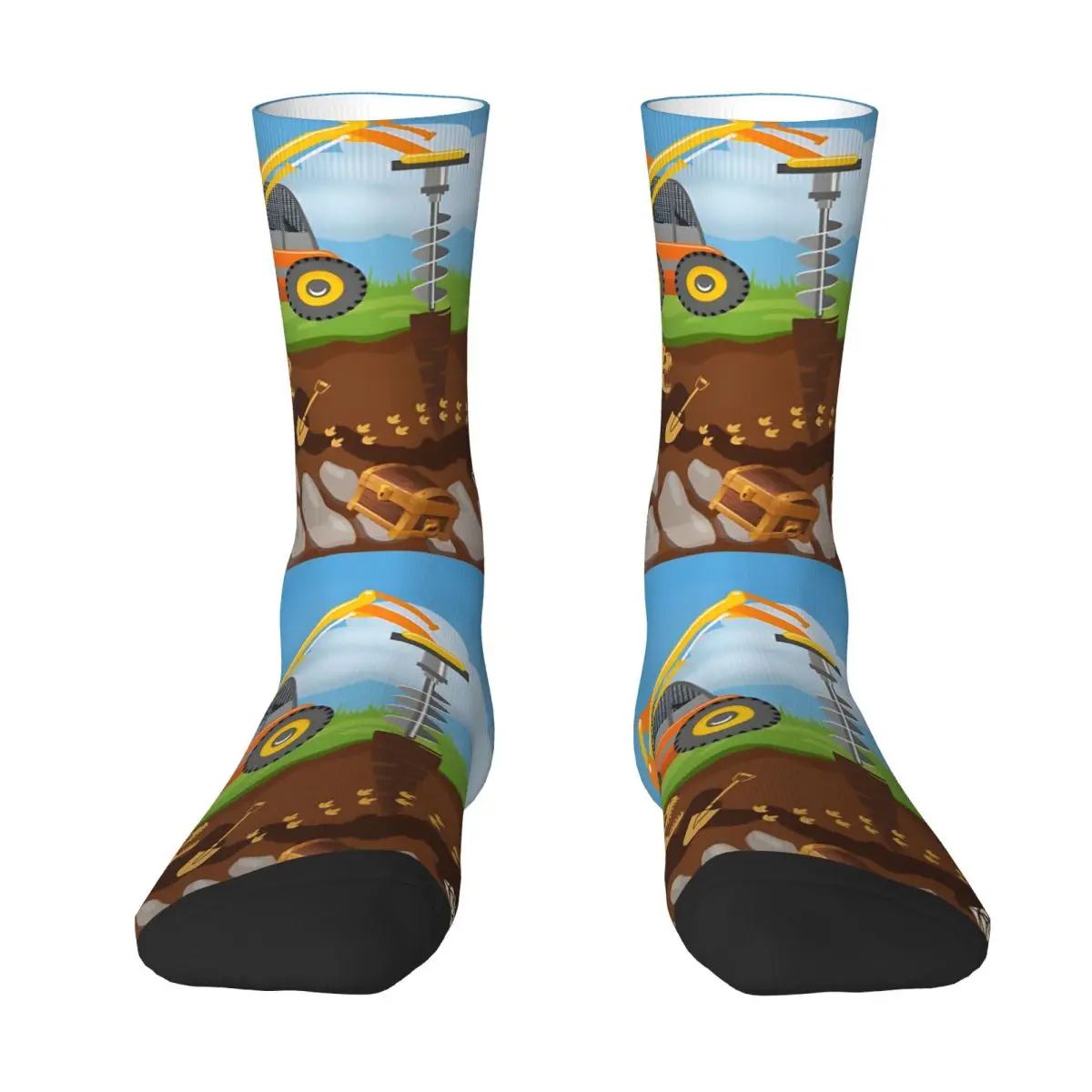 Funny Men's Socks Dinosaur Fossil Vintage Hip Hop Crazy Crew Sock Gift Pattern Printed