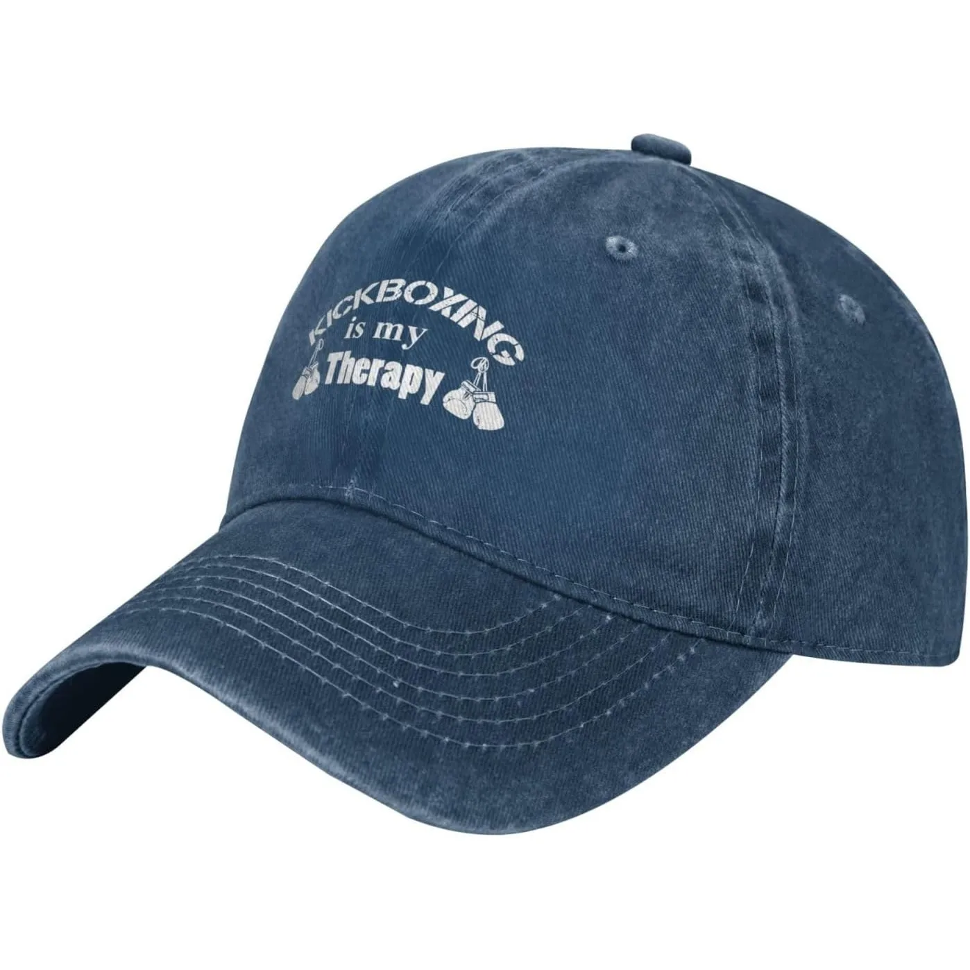 Kickboxing-Therapy-Washed-Denim-Baseball-Cap-Breathable-Dad-Hat-for-Men-Women